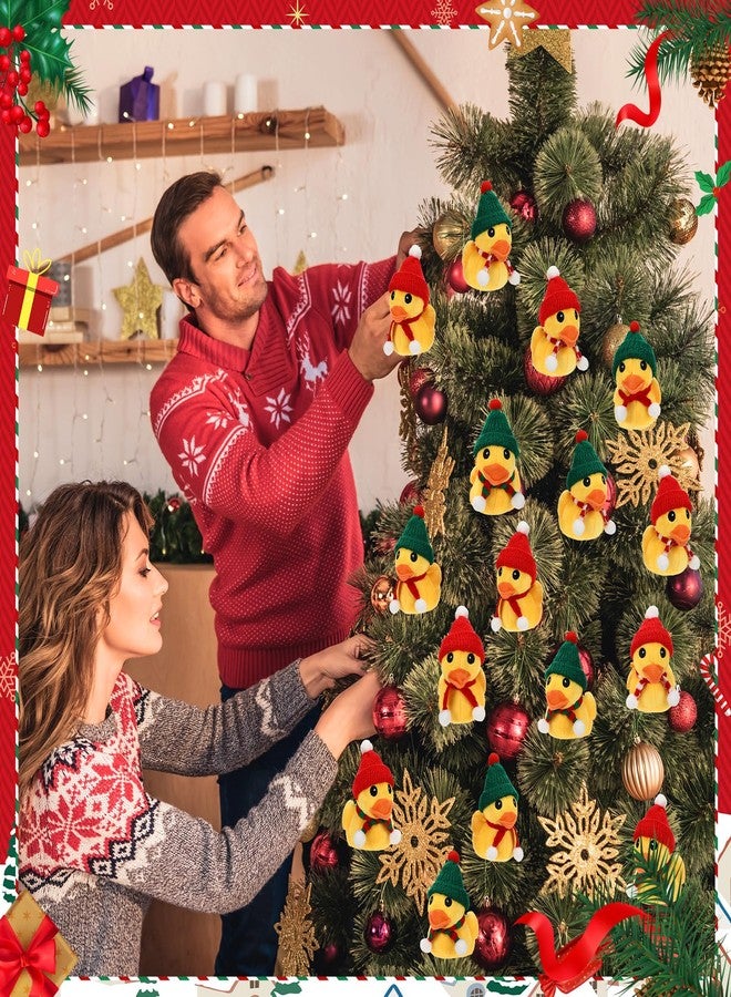 جيريفي مجموعة جيريفي المكونة من 16 قطعة من دمى البط المحشوة القطيفة، هدايا عيد الميلاد، بطة صغيرة 4 بوصة مزينة بقبعة ووشاح لشجرة عيد الميلاد، حيوانات محشوة، هدايا بالجملة، هدايا عيد الميلاد، هدايا حفلات، جوائز - Image 4